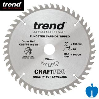 165mm Diameter 48 Tooth Trend Triple Chip Plunge Panel Sizing Saw Blade with 20mm Bore CSB/PT16548