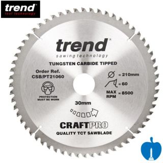 210mm Diameter 60 Tooth Trend Triple Chip Panel Sizing Saw Blade with 30mm Bore CSB/PT21060