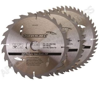 3 Pack 210mm Silverline TCT Circular Saw Blades Id=30mm 690459